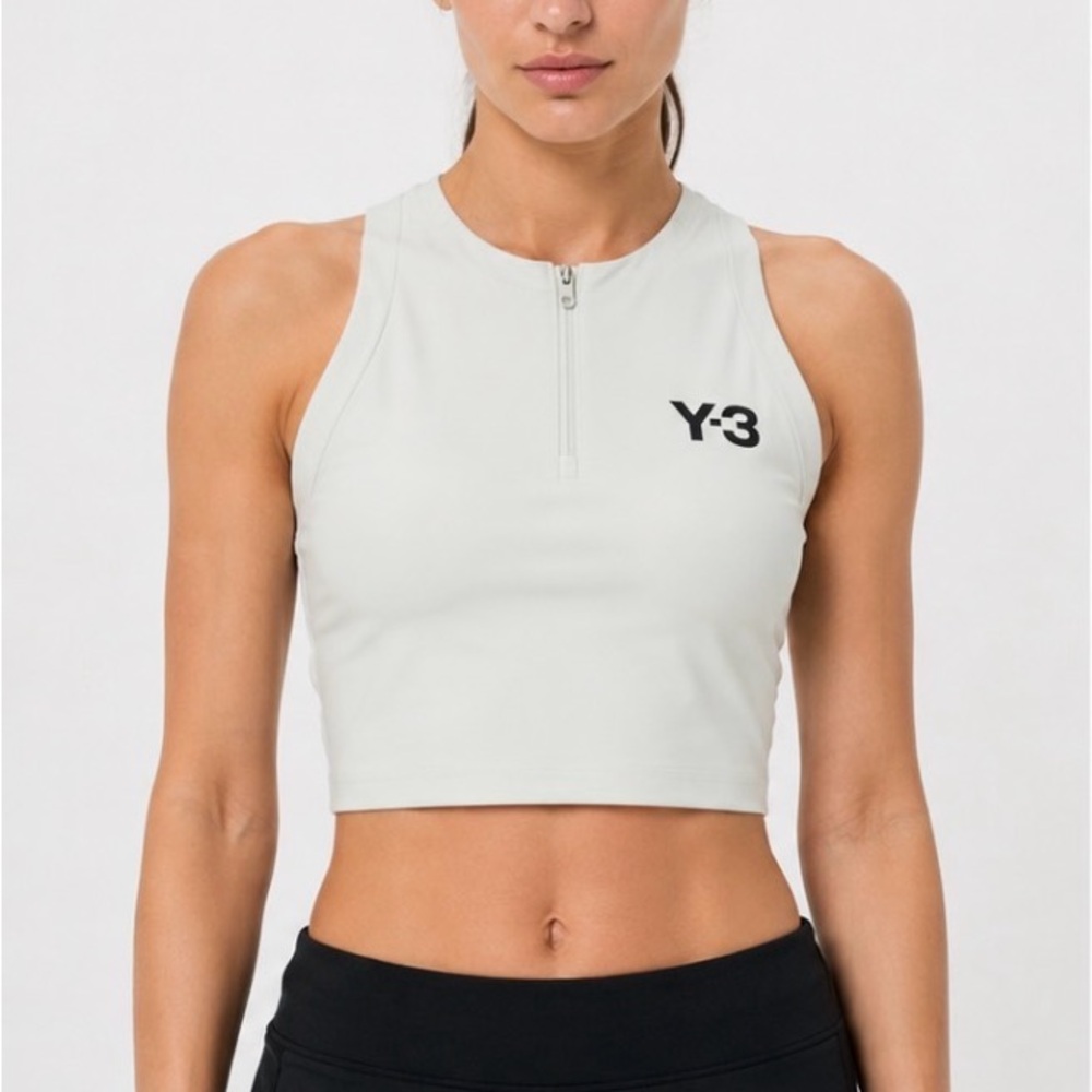 adidas Y-3 Women’s Crop Y-Tank Top Size Orbit S Grey Yohji Yamamoto NWT